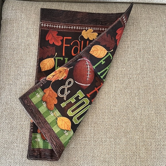 NIP Fall Autumn Flags Burlap Double Sided 12x18” “Fall, Family, Friends, - Picture 2 of 2